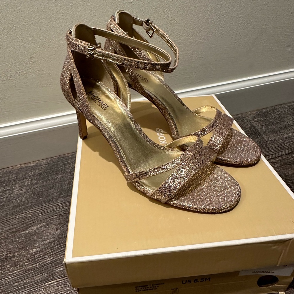 Michael Kors Kimberly sandal gold glitter 6.5